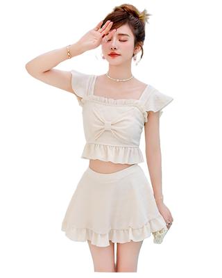 Body Bustier Style Rash Cute Ribbon Modest Hot Spring [OLATONG] Women's Swimsuit, Covering, Bikini, 2-Piece Set, Separate, Swimsuit, Tankini, Guard,