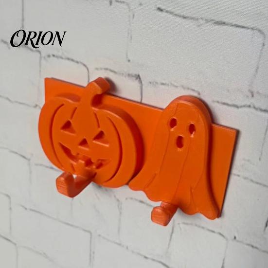 Klebehaken ohne Rückstände Kürbis Geist Schlüsselhaken, 3D-gedruckte Halloween-Wanddekoration, Selbsthaltende Haken zur Aufbewahrung kleiner Gegenstände, Bohrfreies Aufhängen Niedliche Haken