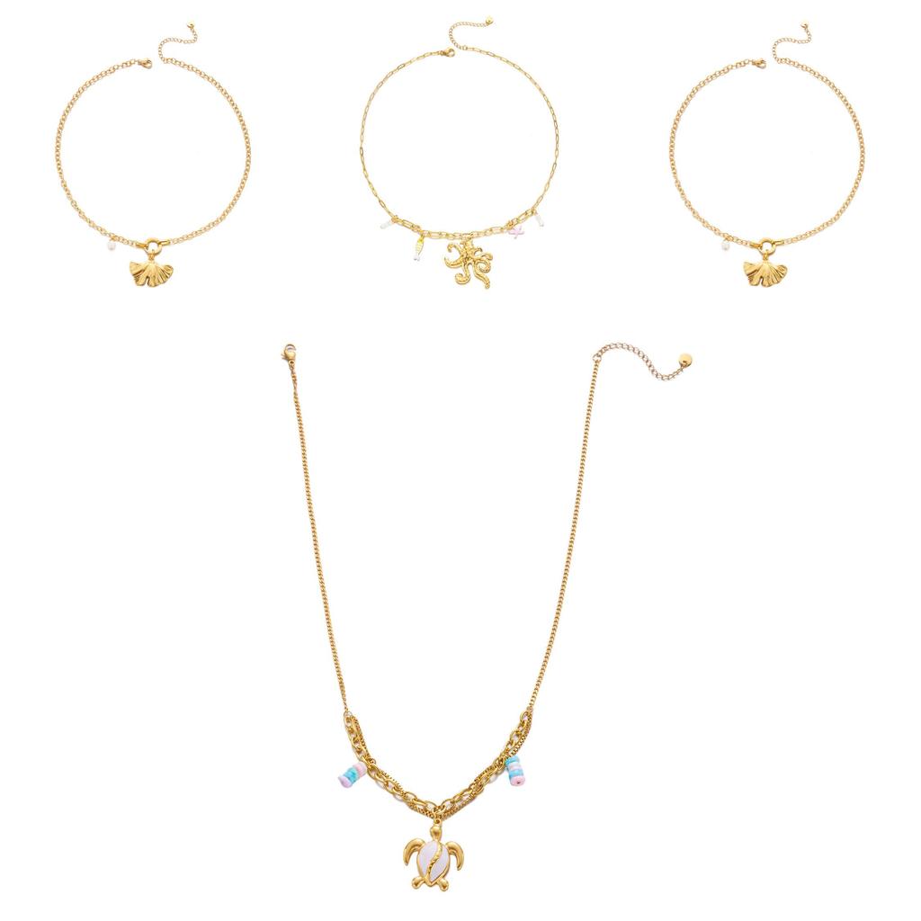 Bohemian Ocean Shell Sun Pendant Necklace For Women Summer Vacation Jewelry