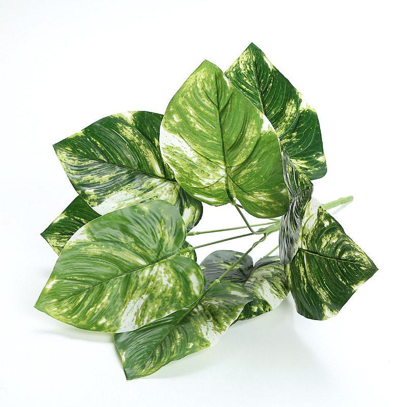 Artificial Pothos & Monstera Leaves Wall Decor for Living Room - Small Potted Greenery Arrangement