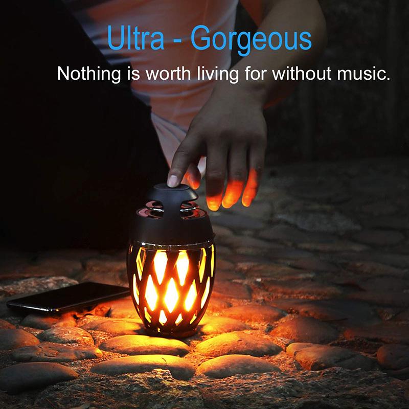 Portable Wireless Speaker LED Flame Light Loudspeaker Bluetooth Speaker Outdoor Player with LED Flame Torch Light Flicker Light