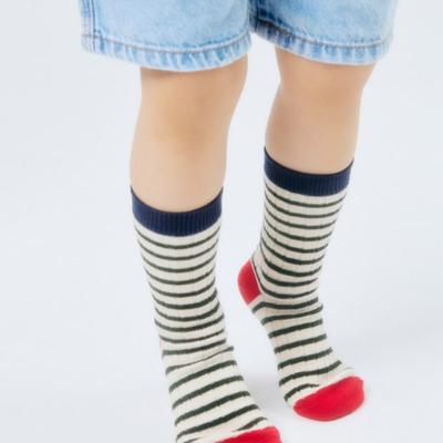 I Hate Monday Mono Stripe Kids Socks Red