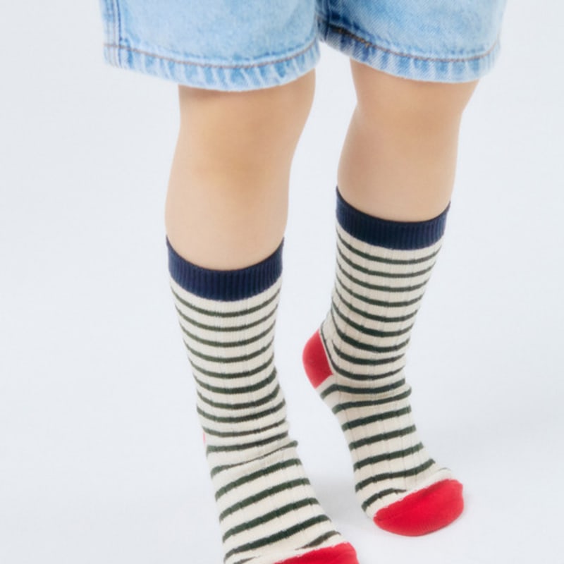 I Hate Monday Mono Stripe Kids Socks Red