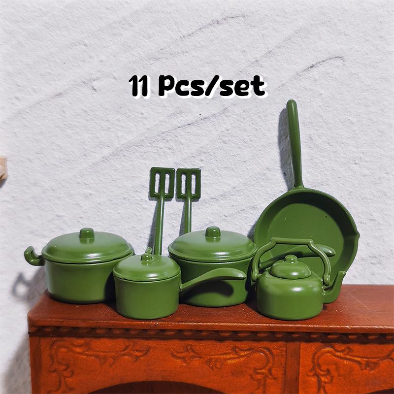 

1:12 Миниатюрных кастрюль для кукольного домика, сковорода, лопатка, чайник, набор для кукольной кухни, кухонная утварь, декор, микросцена, строительный реквизит
