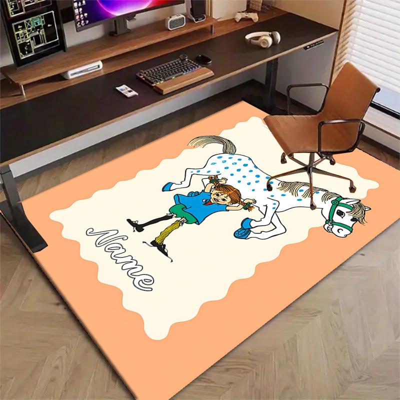 Custom Pippi Longstocking Mat Personalized Name, Polyester Washable Indoor Entryway Rug, Gift for Christmas, Easter, Thanksgiving Day