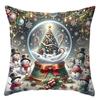 1 Stück Weihnachts-Kerze Glaskugel Druck Kissenbezug Festliches Zwerg-Design Kissenbezug Mode Heimparty Dekoration Kissenbezug