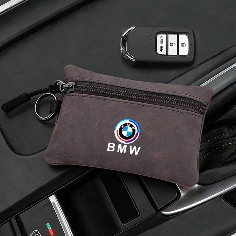 Portable Suede Car Key Bag Zipper Wallet Card Coins Storage Pouch for BMW E36 E39 E46 E53 E90 M3 M5 X1 X3 X5 X6 50th Anniversary FLVCM1