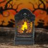Holiday Party Supplies Tombstone Candle Lantern, LED Lighted Spooky Graveyard Table Lamp, Halloween Tabletop Decor Small Night Light for Haunted House