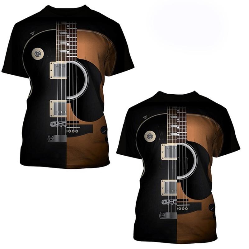 Sommer Mode Spaß Gitarre Grafik T Shirts für Männer Neue Casual Trend Persönlichkeit Harajuku Gedruckt Rundhals Kurzarm Tops