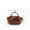 Women's Furry Handbag Retro Style Large-Capacity Fashionable Crossbody Bag Detachable Shoulder Strap Wing Shape Bag