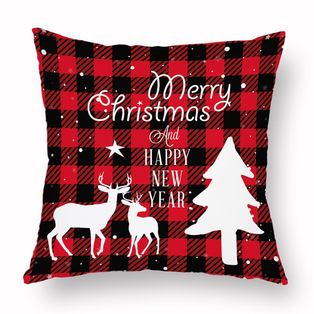 Christmas Hug Furniture Pillowcase Red Plaid Sofa Waist Support Pillow Home Home Decor Linen
