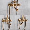 Antique Bathroom Rainfall Shower Faucet Set Wall Mount Dual Handle With Handshower Brass Bathroom Shower Mixer Tap