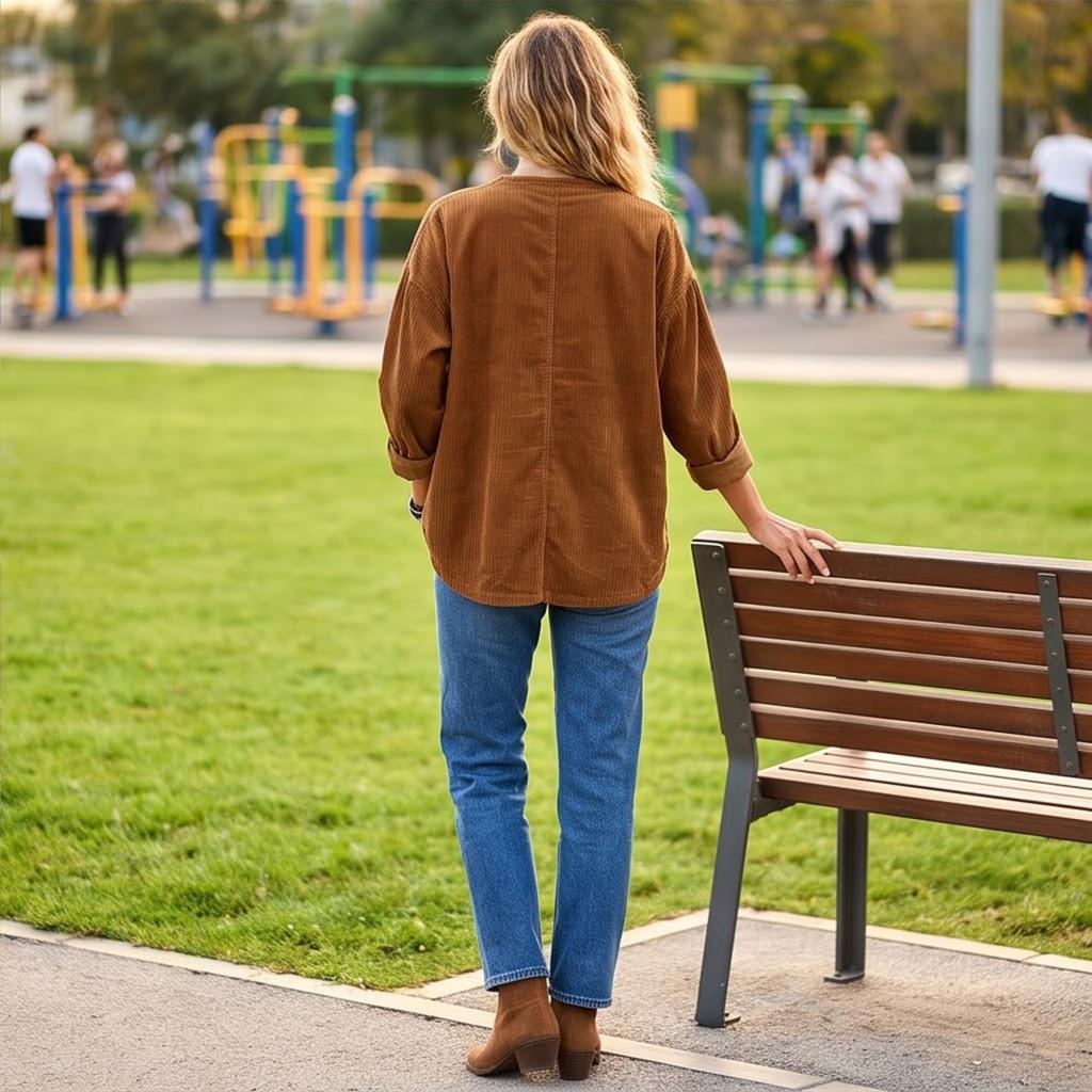 Women's Color Corduroy Button Front Cardigan Jacket, Loose Fit Casual Outerwear