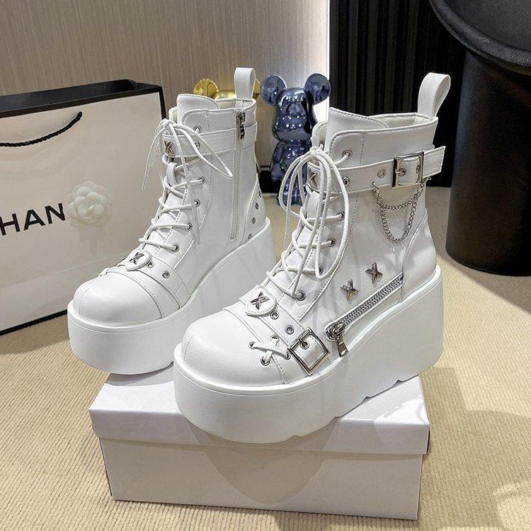 Fashion Women's Thick-soled Boots Wedge Heel Lace-up Decorative Women's Shoes Fashion Winter Women's Boots Vulcanized shoes Modern Boots