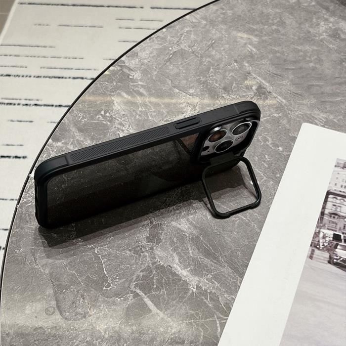 Coque + 2 Verres Trempés pour iPhone 16 Pro Max, Protection Translucide à Paillettes avec Protection Caméra - Noir