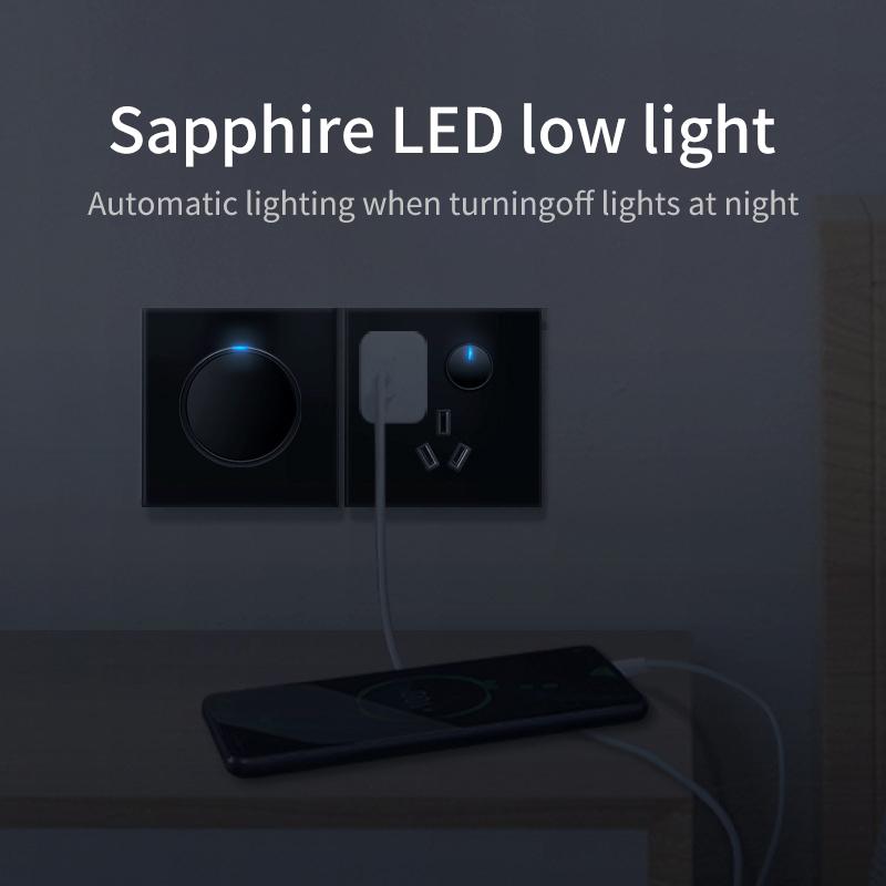 White Light for Glass Panel Switch Button, EU UK Standard Round Reset Point Switch, Bedroom Usb Switch Socket1-4gang AC110V-250V