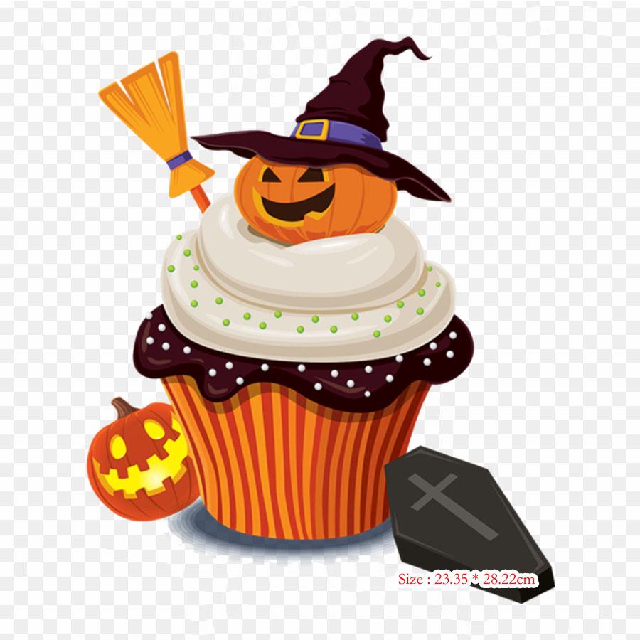 

Хэллоуин торт утюг на теплопередаче печать виниловые нашивки наклейки для одежды DIY аппликации моющиеся нашивки