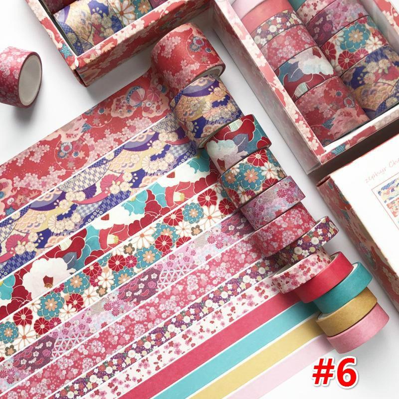 8 stiler DIY Dekorativ Scrapbooking Maskeringstape Selvklebende etikettklistremerker Tape Blomsterblader Washi Tape 12 ruller/sett