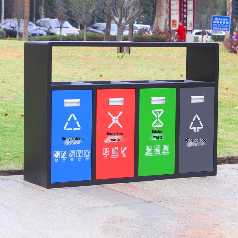 Stainless Steel Outdoor Trash Can: Large Sanitation Bin for Fruit Peels and Waste