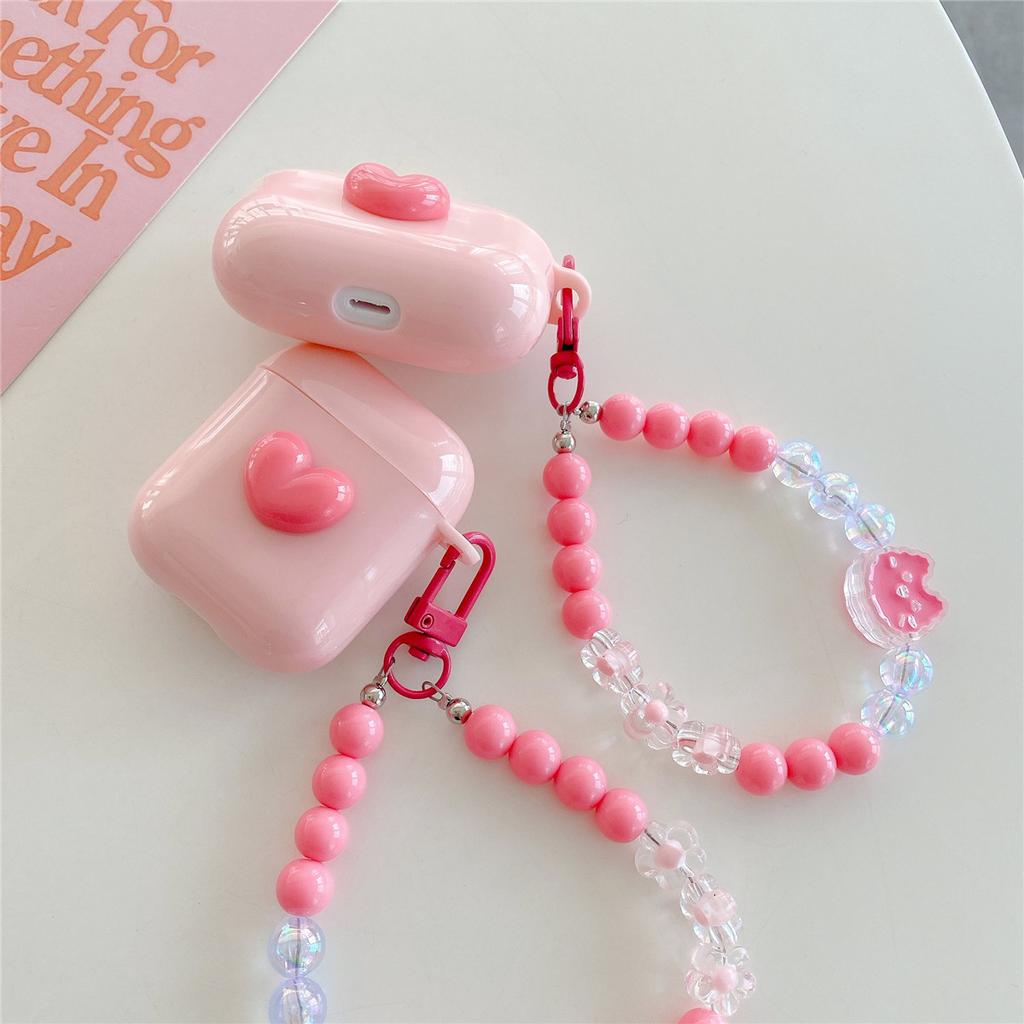 Pink heart-shaped rabbit is suitable for Apple AirPods 1st generation Bluetooth earphone protective case and Pro 1st generation earphone case