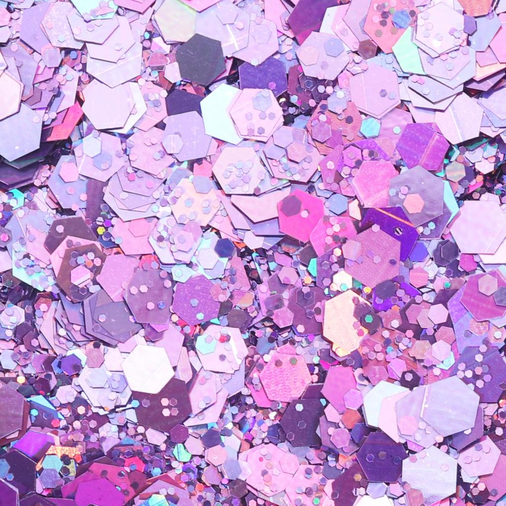 Uxcell Holographic Chunky Glitter 3.5g100g Purple Holographic Glitter Powder Mixed Chunky & Fine Flakes Sparkling Sequins for Nails, Hair, and Epoxy