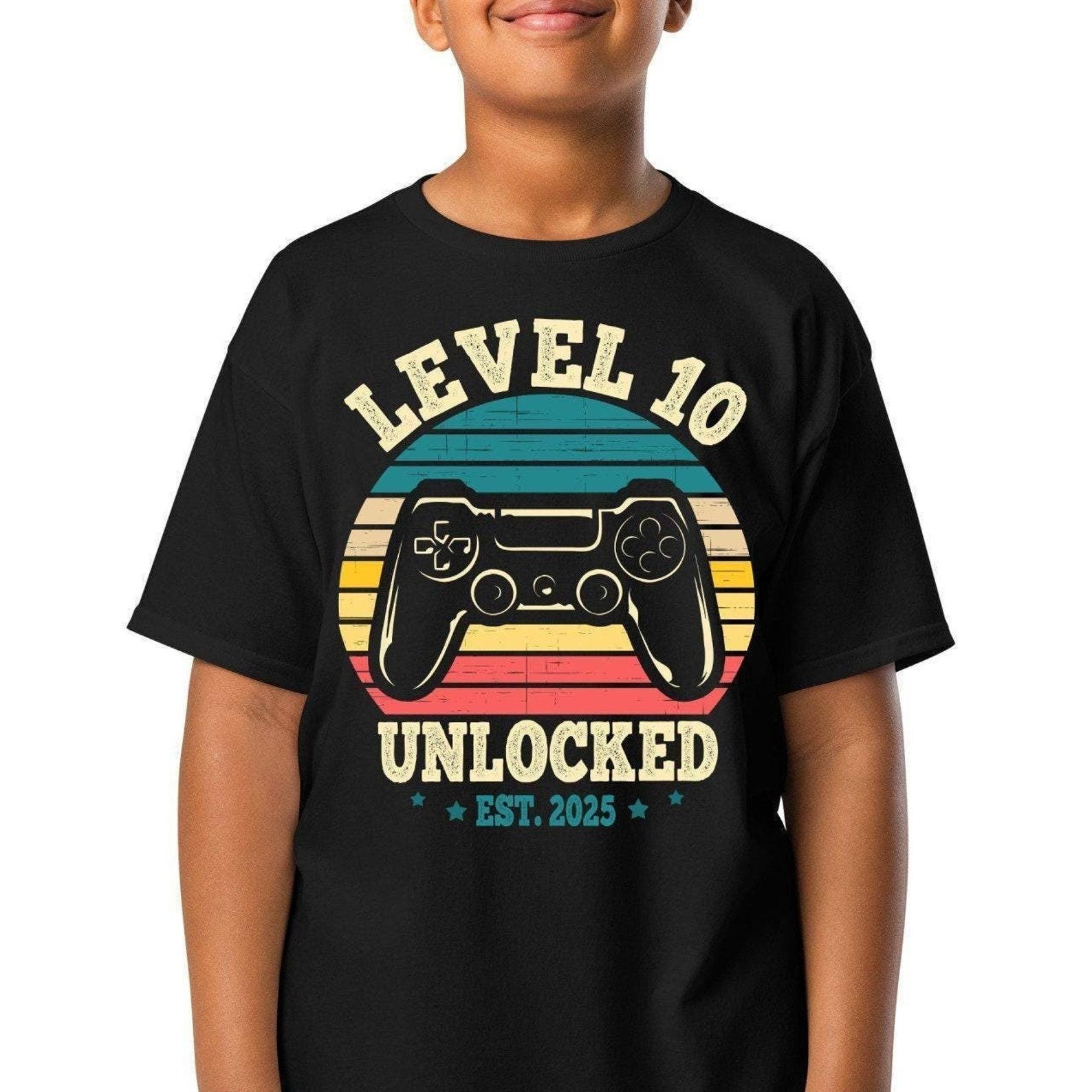 Customized Level 10 Unlocked Birthday Shirt, Gamer T-Shirt for 10 Year Old, Birthday Boy Tee, Level 10 Birthday Gift, Birthday Gaming T-shirt 3XL