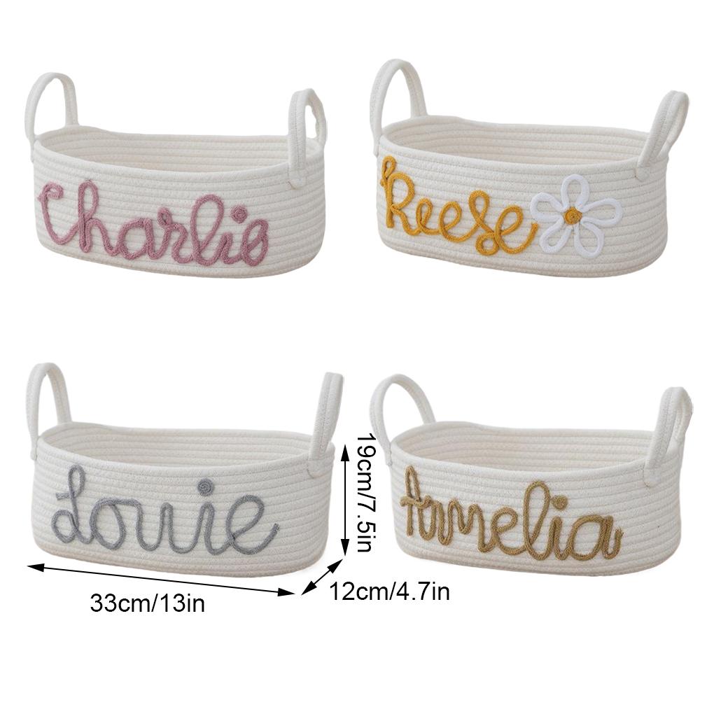 Tabletop Nordic Style Cotton Storage Basket Foldable Storage Baskets With Handles Rope Wrapped Letter Storage Basket