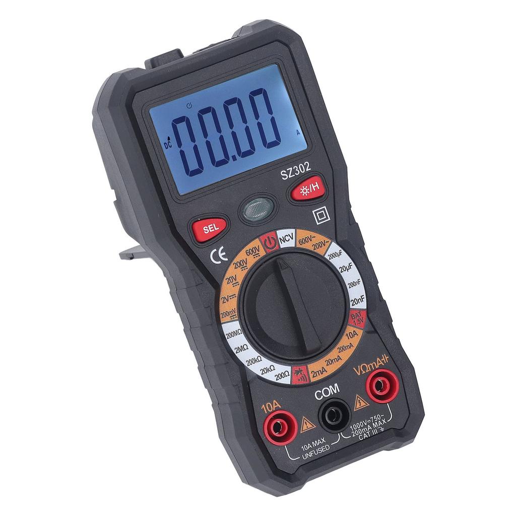 Digital Multimeter Hintergrundbeleuchtung Hohe Genauigkeit Automatisch LED-Anzeige DC AC Voltmeter mit Taschenlampe Schwarz