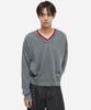 DNSR Washable V-Neck Layered Knit Gray
