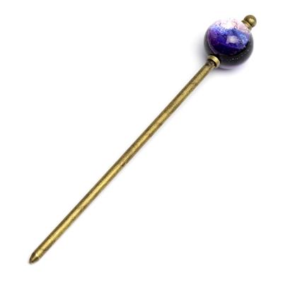 Sea Drop Kanzashi Glass Glass Marine Antique Gold Hair Perfect for and Other Traditional Japanese Clothing Hairpin, Glow-in-the-dark Bead, Purple,
