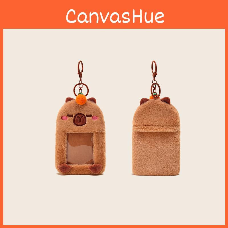 Festive Plush Capybara Keychain Wallet In Red And Orange Colorful Design For Key Storage
