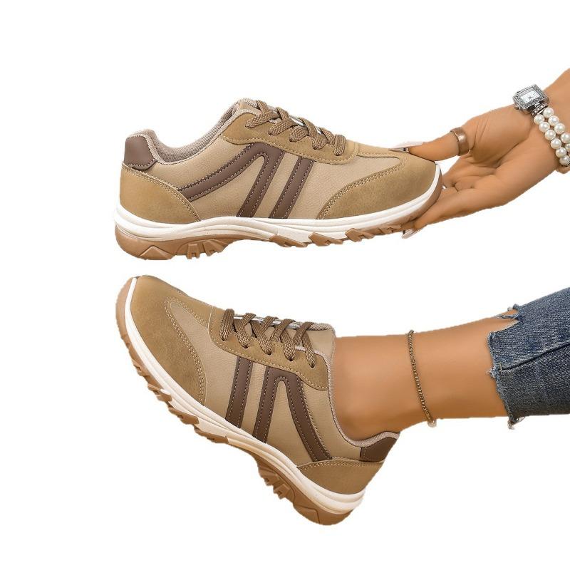 Übergröße lässige Sportschuhe Damen Herbst neue lässige Damenschuhe bequeme flache Sohle runde Zehe Schnürschuhe Einzelschuhe