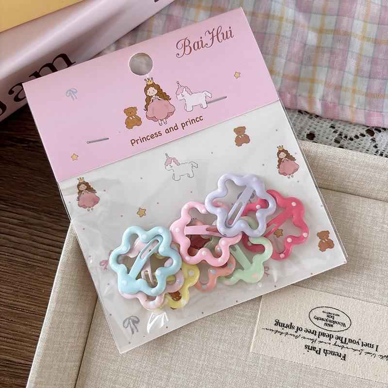 8 Pcs Sweet Candy-colored Oil-dropping Children's Versatile Star Hair Clips Bangs Hair Clips Cute Girl Bb Clips Bagged