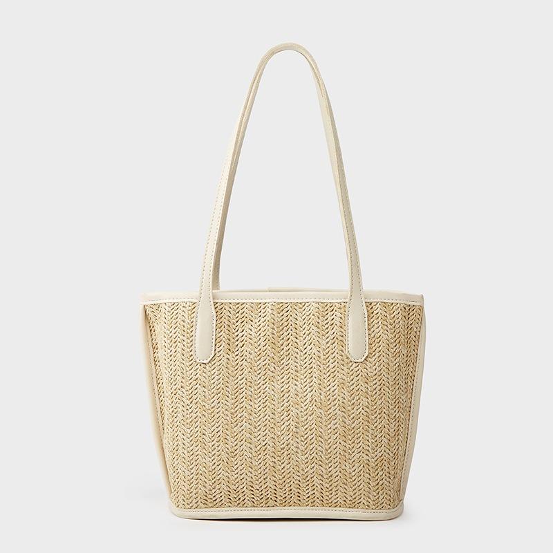 Women's handbag summer new fashion shoulder bag straw child and mother bag casual tote bag women's bag bucket bag