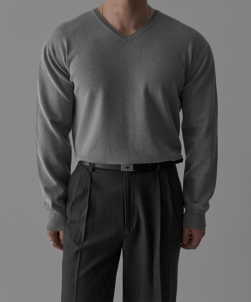 Baulopeulodeogteu Fine V-Neck Knit [Gray]