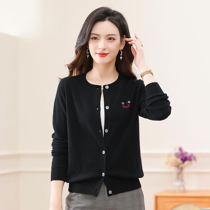 Caiyang Women's 100% Wool Loose Cardigan