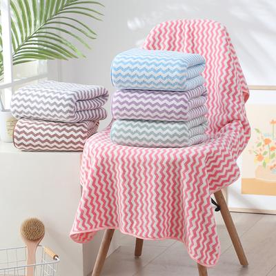 Large Bath Towels Soft Coral Velvet Ultrafine Fiber, Quick-Dry, Modern Wavy Pattern, for Bathroom, Shower, Hotel, Gym, Spa, Home Kitchen Towel