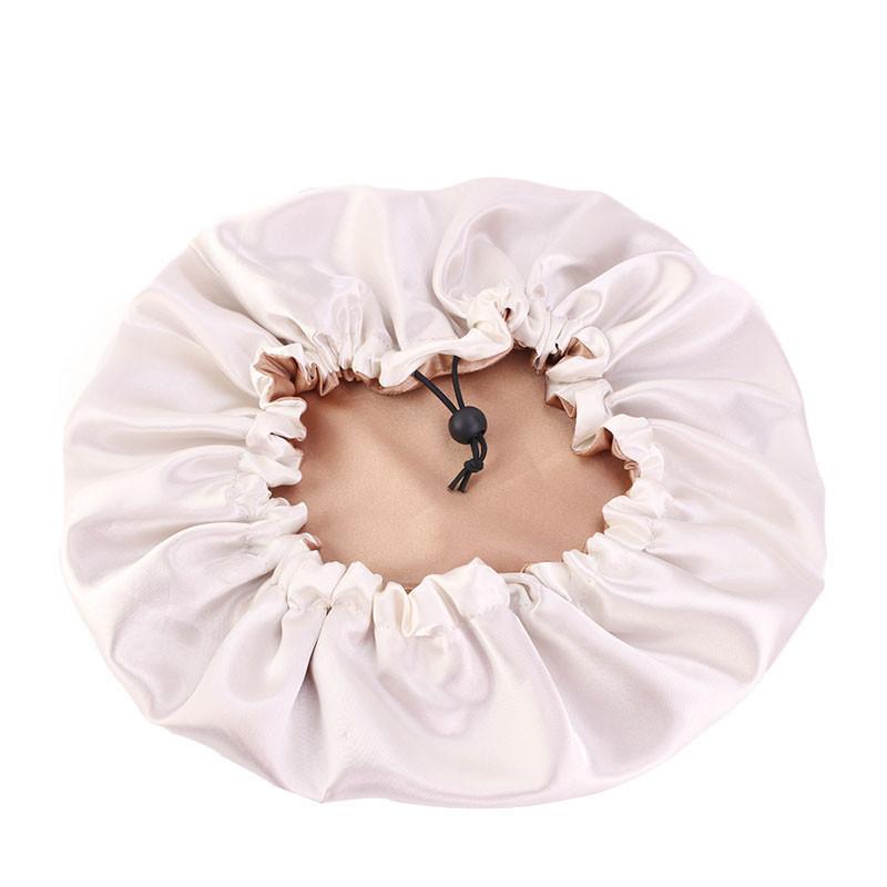 Double-Layer Heat Cap Chemotherapy Satin Nightcap Beauty Thermal Hat Band Adjustable Buckle