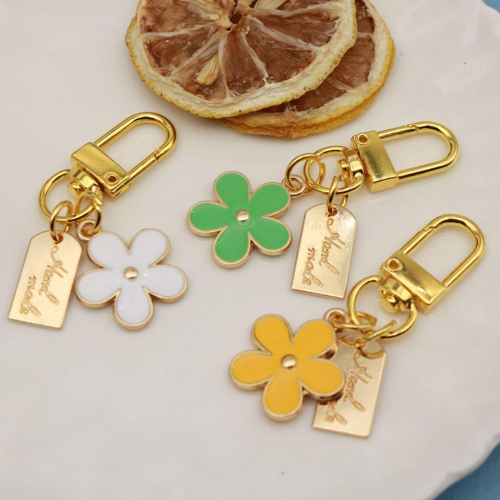 Colorful Flower Double-Sided Drip Oil Keychain Pendant
