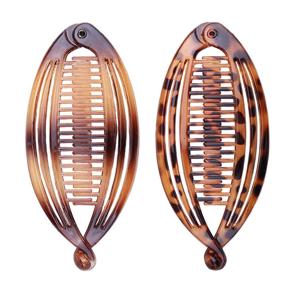 Ponytail Banana Clip Hair Clip Large Size Black Tortoiseshell Leopard Print PS Plastic Hairpin for Women Styling Accessories