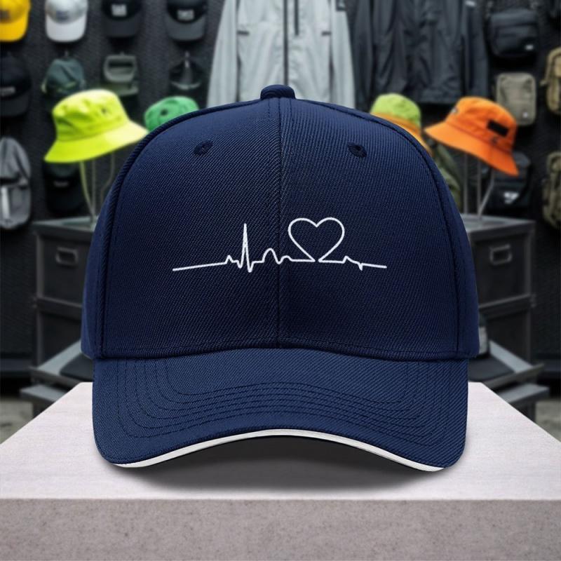 pc ECG Heartbeat Heart Sandwich Baseball Cap Unisex Simple Lightweight Adjustable Outdoor Duckbill Cap Ideal Gift for S