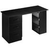 Modern Desk In Wood with 3 Drawers and 3 Shelves for Bedroom and Office, 120x49x72cm, Black