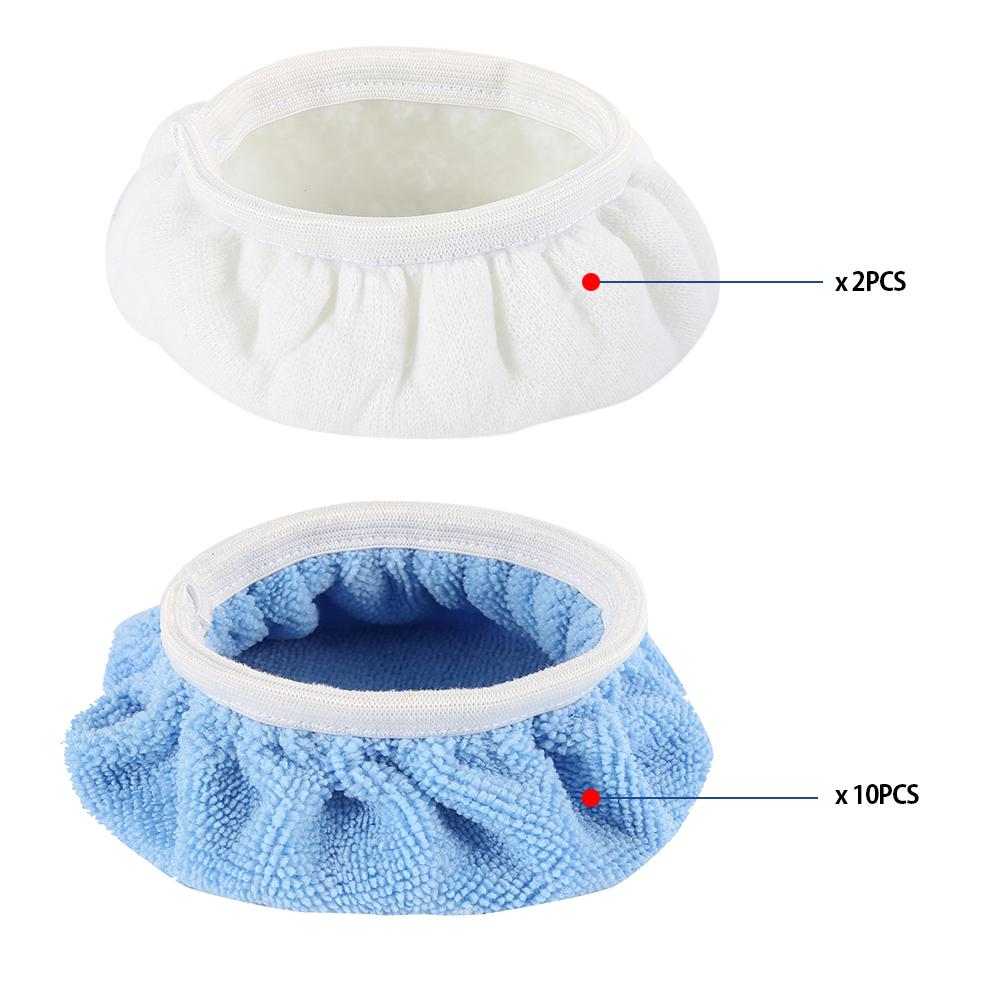 12Pcs Car Polishing Pad Auto Soft Microfiber Bonnet Polisher 5-6 Inch Soft Wool Wax Wash Buffer Cover Cleaning Tools Accessories