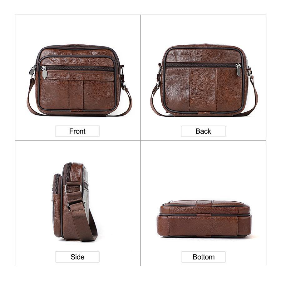 New business shoulder bag leather bag men's bag cowhide horizontal men's bag genuine leather casual messenger bag small backpack