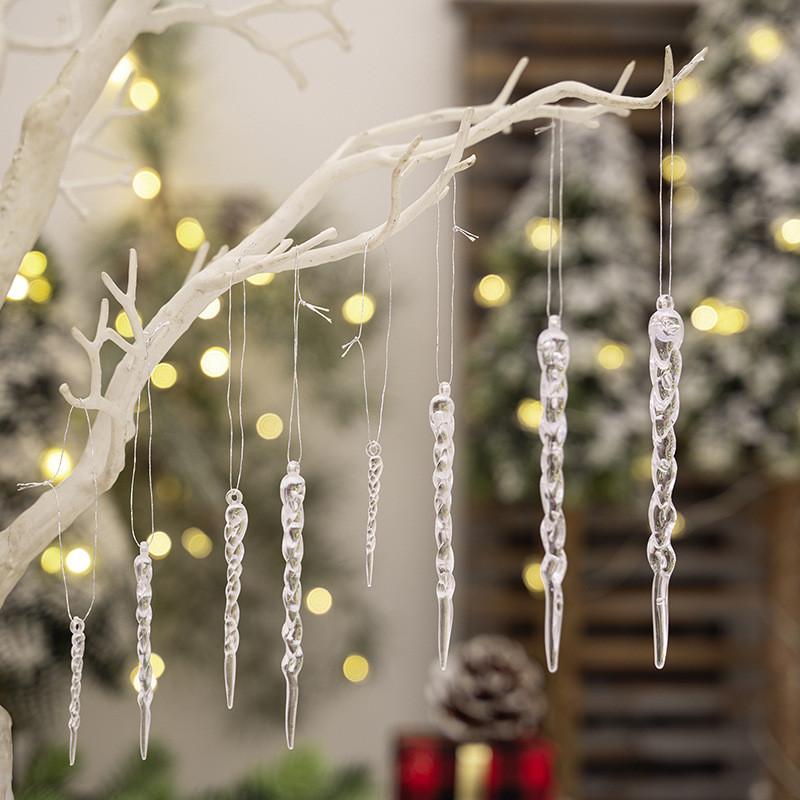 Acrylic Gorgeous 12pcs Ice Hangings Unique Decorative Icicle Ornaments For Wonderland Winter