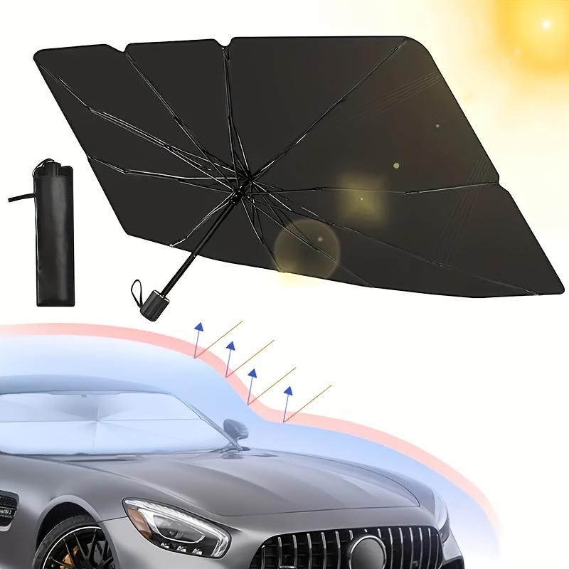 Front Driver & Passenger Side Polyester Fiber Car Windshield Sunshade, with Installation Tool and Washable Fabric, Applicable for Sedan, SUV, and Truc