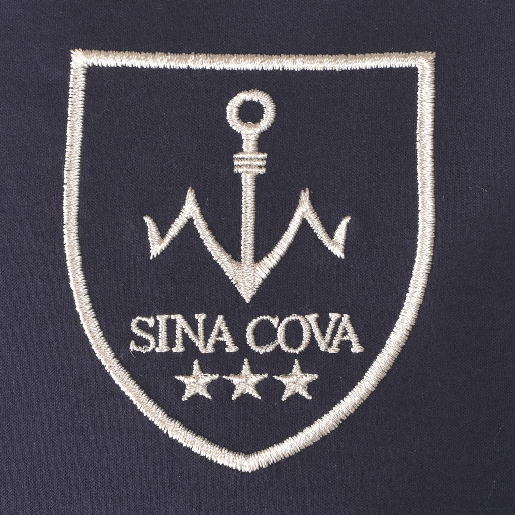 Sinacova Short Sleeve Supima Mercerized Knit Crew Anchor Size 24130510 Men's T-Shirt, 100% Cotton, Neck, Emblem, Design, M, (Navy)