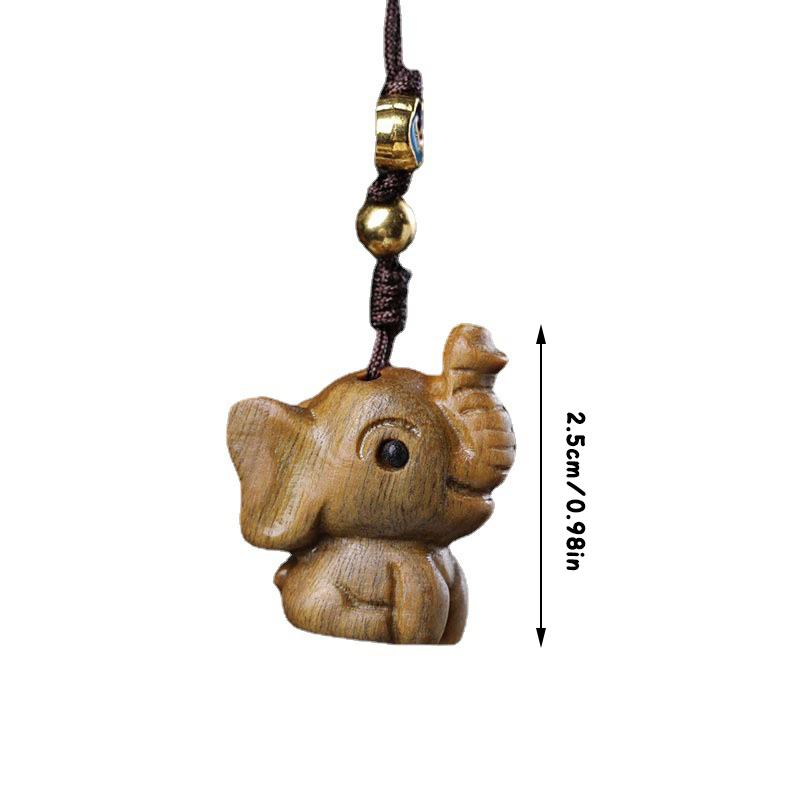 Natural Sandalwood Craft Carving Lovely Small Elephant Ornaments Home Decoration
