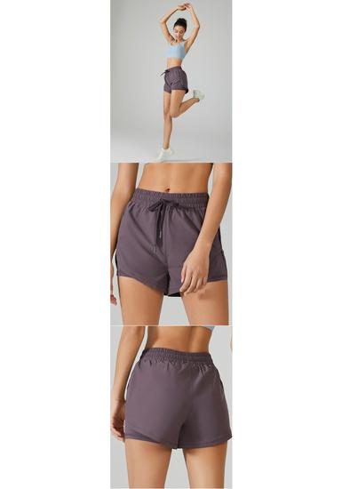 Women's Quick-Dry Yoga Running Shorts - Loose, Anti-Exposure, Two-in-One Design with Pockets