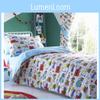 Car Diggers Trucks Cartoon Pattern Duvet Cover Pillowcase Set Bedroom Bedding